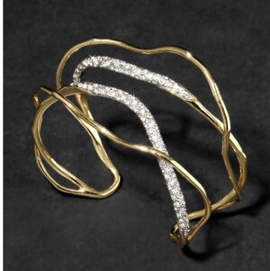 Alexis Bittar Solanales Gold Crystal Intertwined Cuff Bracelet